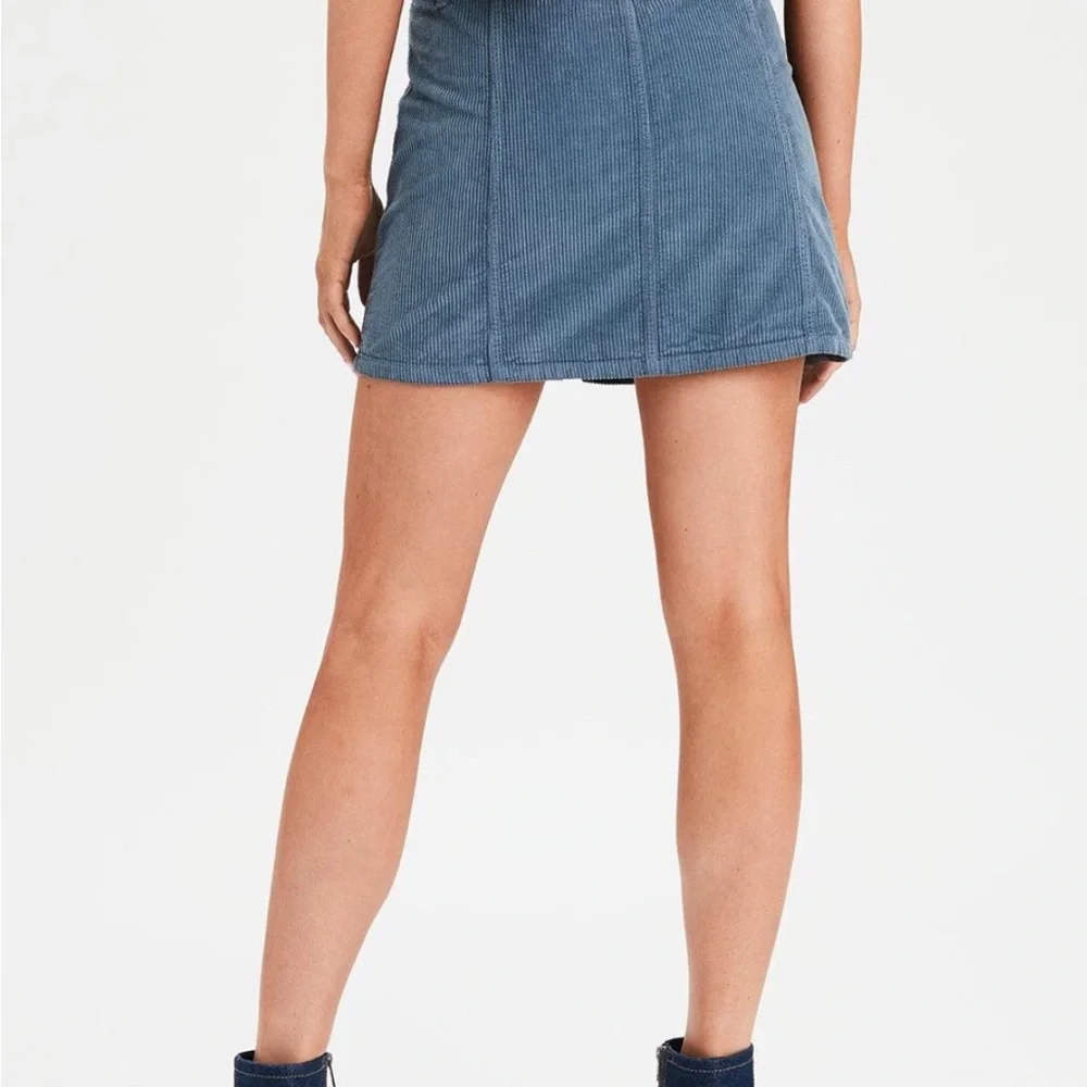 American Eagle High Waist A-line Corduroy Mini Skirt Size 2 Blue Clueless Preppy